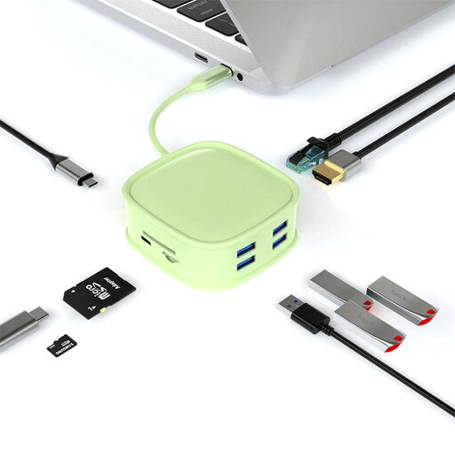 1to10 USB-Cハブ USB HDMI変換アダプタ コネクタ ドッキングステーション 10in1 10ポート 100W PD対応 充電 HDMI USB3.0 映像出力 コンパクト かわいい おしゃれ パステルカラー ピンク 軽い EGRET イーグレット EH23-XC (グリーン) 1to10 USB-Cハブ USB HDMI変換アダプタ コネクタ ドッキングステーション 10in1 10ポート 100W PD対応 充電 HDMI USB3.0 映像出力 コンパクト かわいい おしゃれ パステルカラー ピンク 軽い EGRET イーグレット EH23-XC (グリーン)