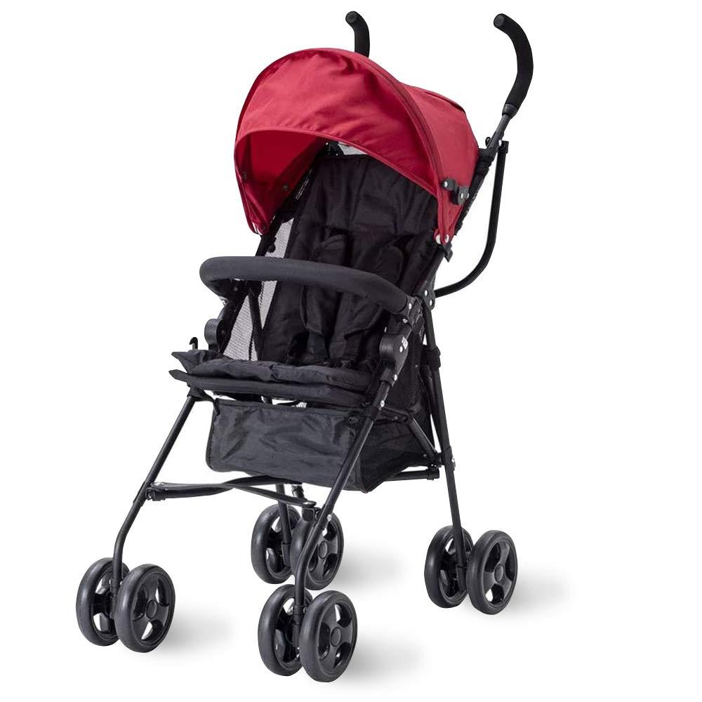 アイリスプラザ ベビーカー おでかけバギー B型 折りたたみ アルミ 軽量 ハイシート (年中使える) 大型タイヤ 日よけカバー レッド 7か月~ 88-1038 1個 (x 1)