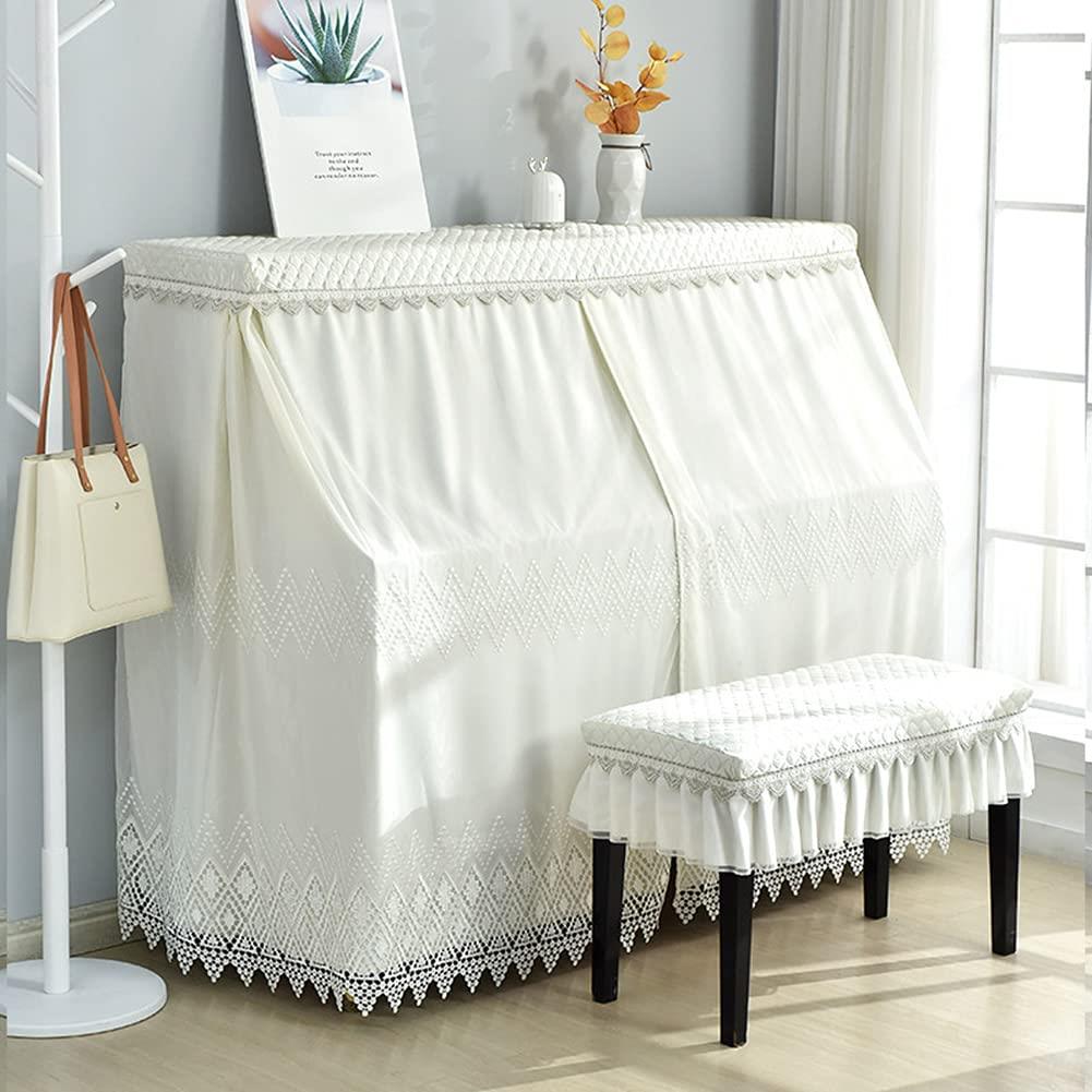 サイズ：ピアノカバー＋椅子カバー（一人掛けタイプ）◆商品名：ピアノカバー アップライト カバー 標準直立型ピアノ用 電子ピアノ フルカバー おしゃれ シンプル 北欧 レース 優雅 ピアノ掛け 防塵カバー (ピアノカバー＋椅子カバー（一人掛けタイプ）,ホワイト)【サイズ】ピアノカバー（間口148-153cm通用）国内外のアップライトピアノのハーフカバーとしてご使用頂けます。　椅子カバー椅子カバー：56*36cm（一人用） 76*36cm（2人用）【素材】ポリエステル 生地には、水に縮まない、耐久性がありしわになりにくく、速乾機能をもつ、手入れがとっても簡単です！（外部損害と傷から保護します。急激な温度と湿度の変化に対して穏やかな絶縁を提供します。）【雰囲気作り】田園風な印象を持つカラーは、控えめながら上質な雰囲気を演出します。裾にぐるりと豪華な花柄の刺繍を施し、可愛くて、独特の外観、柔軟、豊満な風合い肌触り、厚地でしわになりにくてよい懸垂感を持つ。【多機能】ピアノをきれいに守ってあげることは、長く使い続けることができます。ホコリやキズからピアノを守ります、ピアノだけではなく、ローボードや下駄箱など長めの家具のカバーリングにもお使い頂けます。【】nxgxcjpショップでお買い求めください。私たちはすべてのを提供します。 ご満足いただけない場合は、30日間の無料返品交換サービスをご利用いただけます。安心して購入してください！