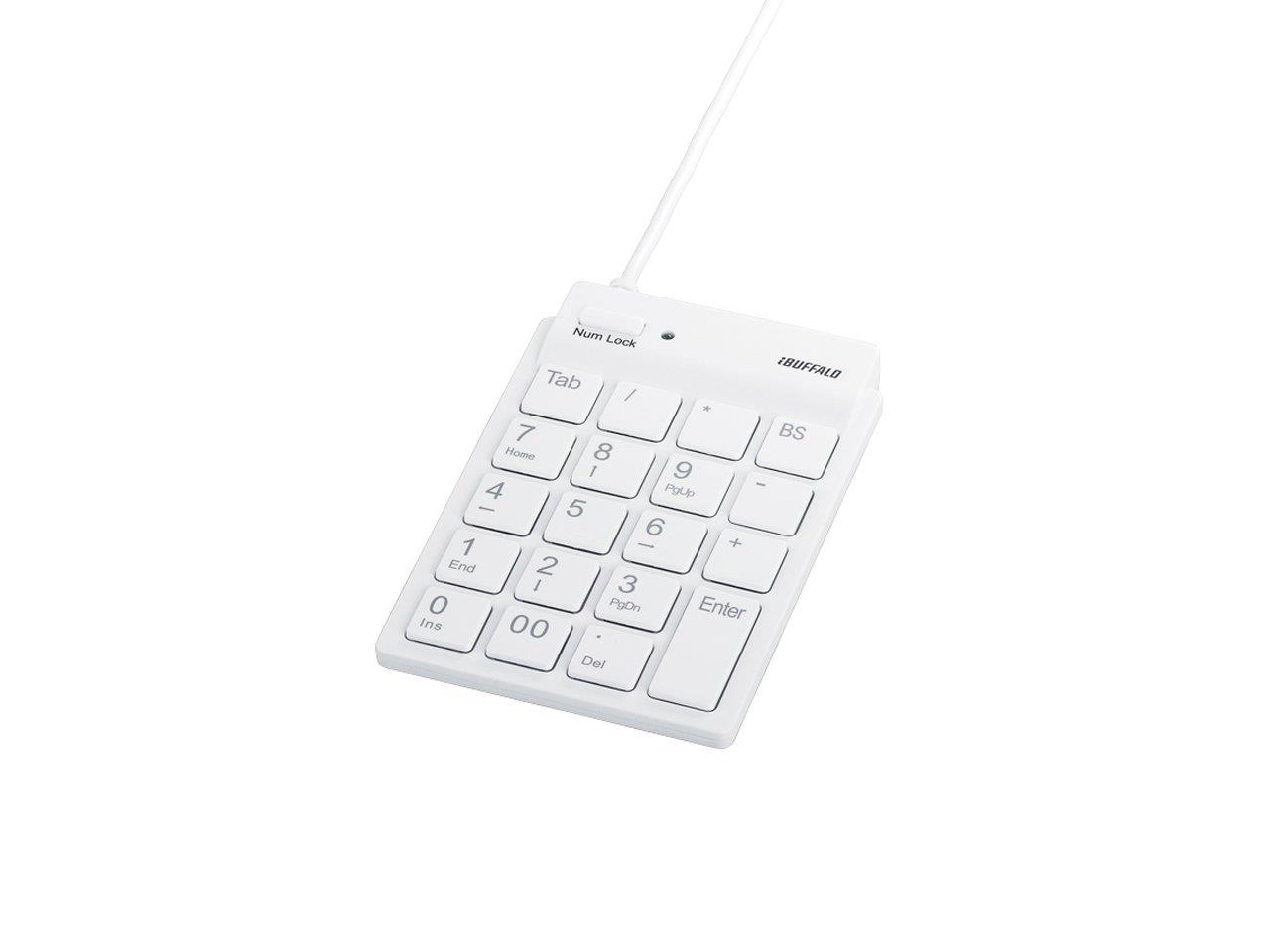 バッファロー BUFFALO スリムテンキーボード Tabキー付き ホワイト BSTK11WH