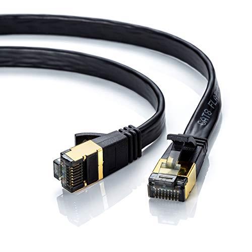 サンワサプライ(Sanwa Supply) CAT8フラットLANケーブル(5m) 40Gbps/2000MHz RJ45 ツメ折れ防止 ブラック KB-T8FL-05BK
