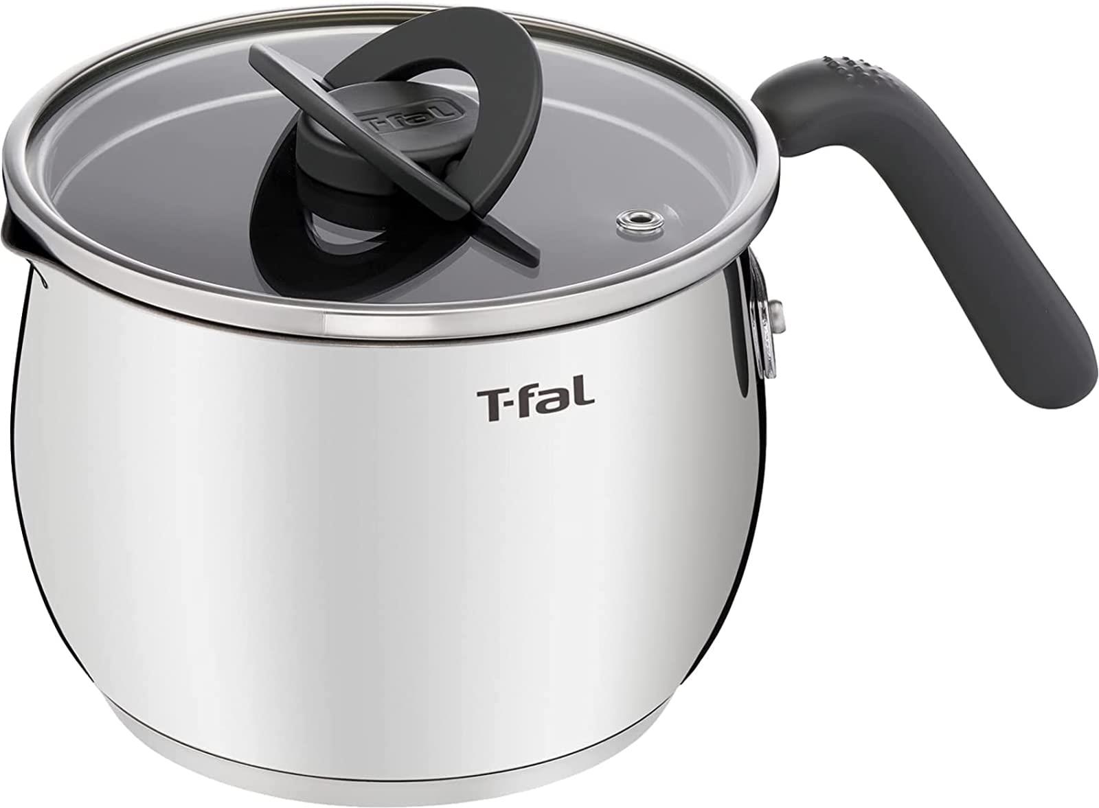 ティファール 片手鍋 16cm 2.6L IH ガス火対応 PFOAなどの有害物質不使用 こびりつきにくさ長持ち オプティスペース IHステンレス マルチポット チャコールグレー ステンレス グレー G74683