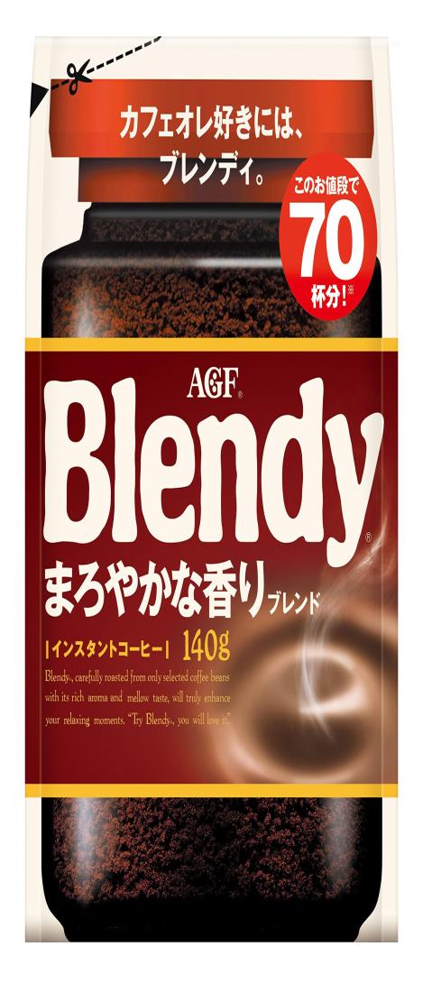 AGF(エージーエフ) ブレンディ まろやかな香りブレンド袋 140g 【 インスタントコーヒー 】【 水に溶けるコーヒー 】【 カフェオレ 好きに 】【 詰め替え 】(4)