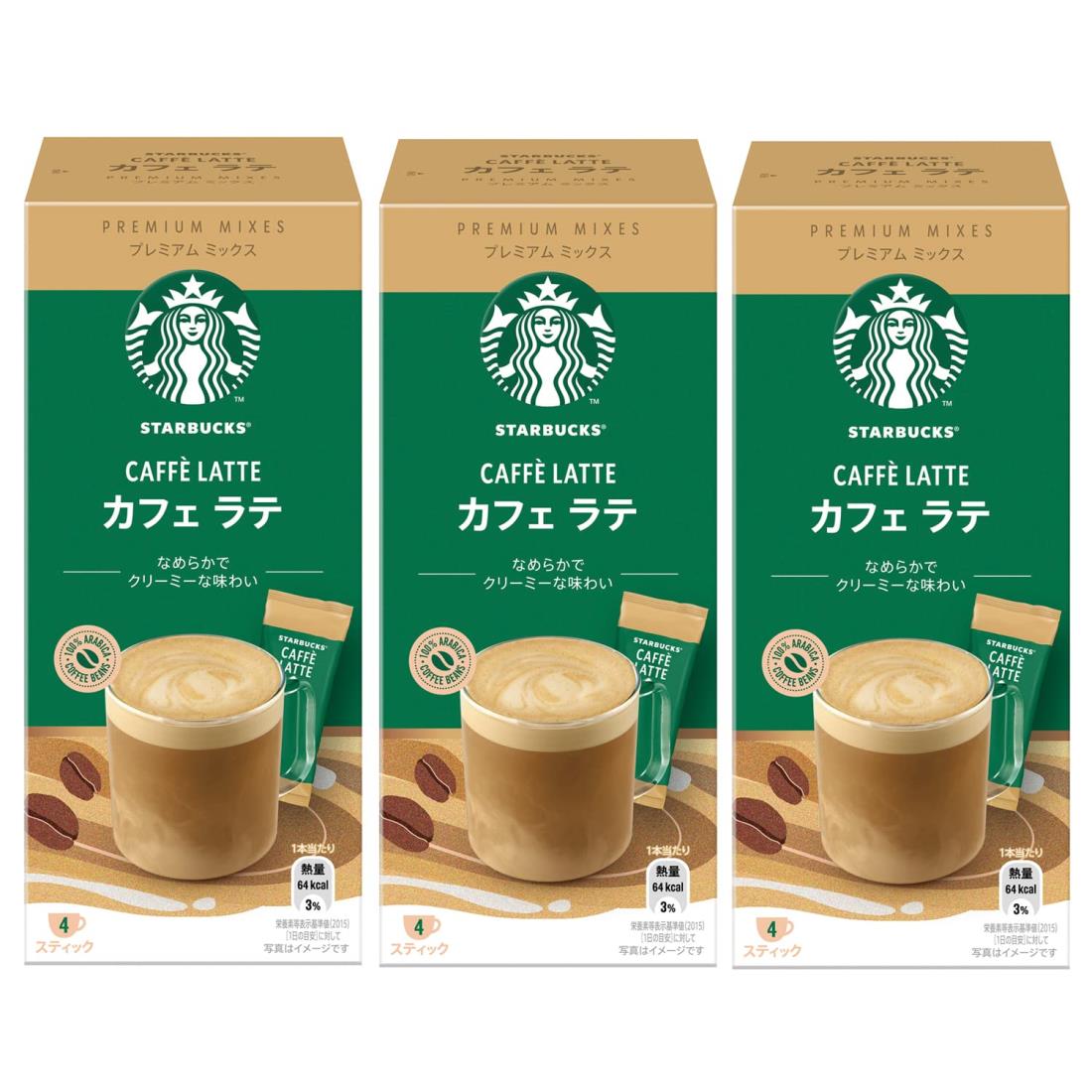 ネスレ スターバックス® プレミアムミックス カフェ ラテ スティックコーヒー 4P ×3箱