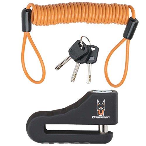 南海部品 ドーベルマン(DOBERMAN) ディスクロック (外し忘れ防止ス パ イ ラ ルワイヤーつき) Lサイズ DBL-012