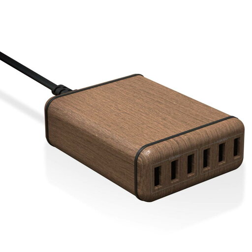 エレコム USB コンセント 充電器 合計60W Aポート×6 【 i Phone15など/Android/タブレット 対応 】 木目 ウォールナット EC-ACD01W エレコム USB コンセント 充電器 合計60W Aポート×6 【 i Phone15など/Android/タブレット 対応 】 木目 ウォールナット EC-ACD01W