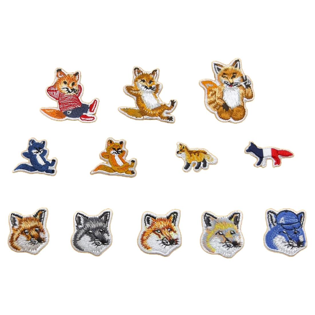 DFsucces アイロンワッペン 人気セット キツネ匹 刺繍パッチ 補修 ワッペン 貼り付けまたは縫い付け パ..