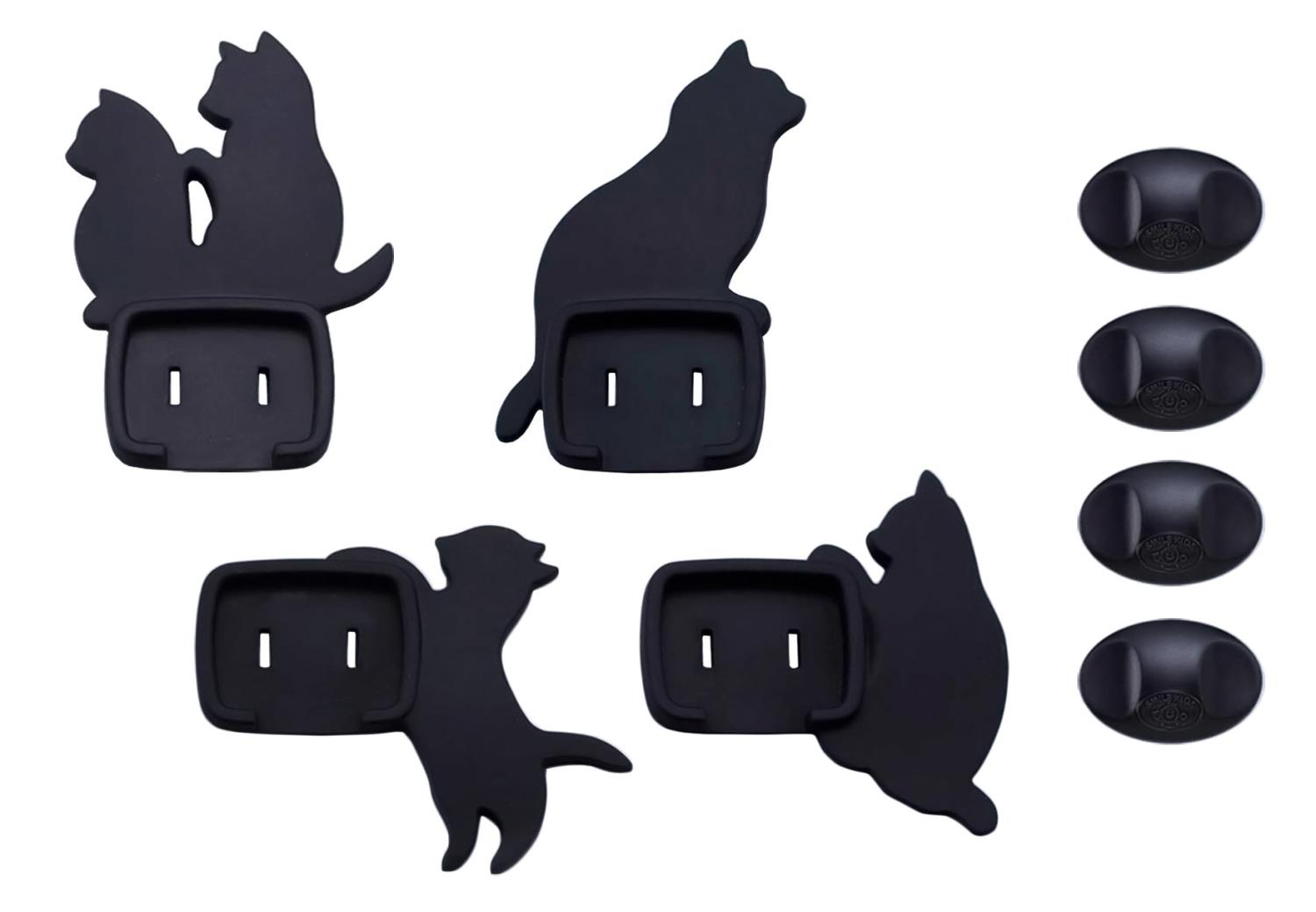スマイルキッズ ねこのコンセントカバー 4個組 AKN-1804 ブラック