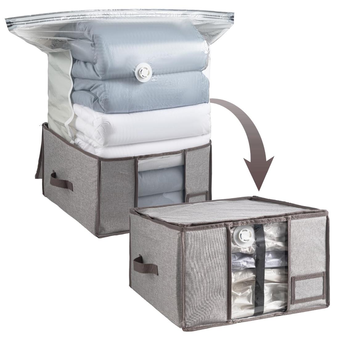 CLEVHOM 圧縮袋 圧縮ボックス 布団収納ケース 衣類圧縮 羽毛布団収納袋 ふとん 折りたたみ式 大きいボ..