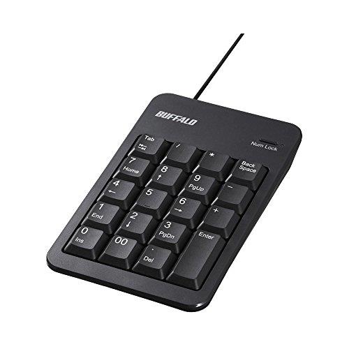 バッファロー BUFFALO 有線テンキーボードTabキーUSBハブ付き ブラック BSTKH100BK