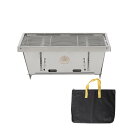 SUN-YE 折り畳みコンロ バーベキュー コンロ BBQグリル 焚き火台 igtテーブル用 調整可能な炉内燃焼カーボンプレートの高さ ステンレス製 瞬時に展開・収納 ステンレス鋼 1枚 ステンレス棒 2本 収納袋付き(4)