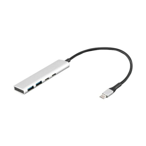 ナカバヤシUSB3.2 Gen1 Type-C 4ポート (C×2 / A×2)アルミハブ シルバー UH-C3364SL 1個 ナカバヤシUSB3.2 Gen1 Type-C 4ポート (C×2 / A×2)アルミハブ シルバー UH-C3364SL 1個