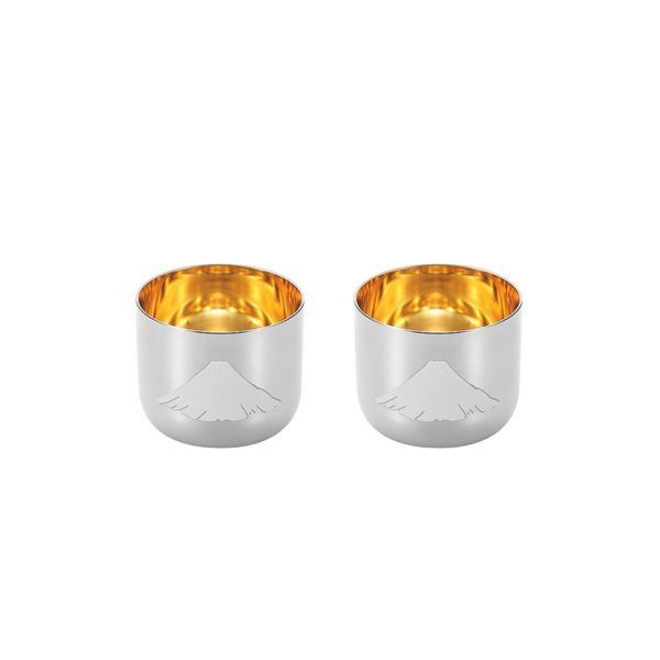 燕熟の技 感温ぐい呑み 赤富士 内金メッキ2PC EJG-700 キッチン 食器 グラス 盃