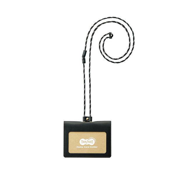 【お買い得 まとめ買い 】 TANOSEE合皮製ネームカードホルダー 2つ折りタイプ ブラック 1個 【×2セット】