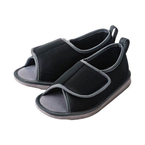 竹虎 転倒予防シューズつま先なしブラックS