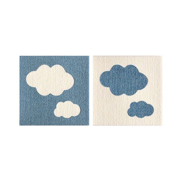 【お買い得 まとめ買い 】 サンコーおくだけ吸着 おあそびマット 雲 メランジブルー×アイボリー KX-63 1パック（2枚） 【×2セット】