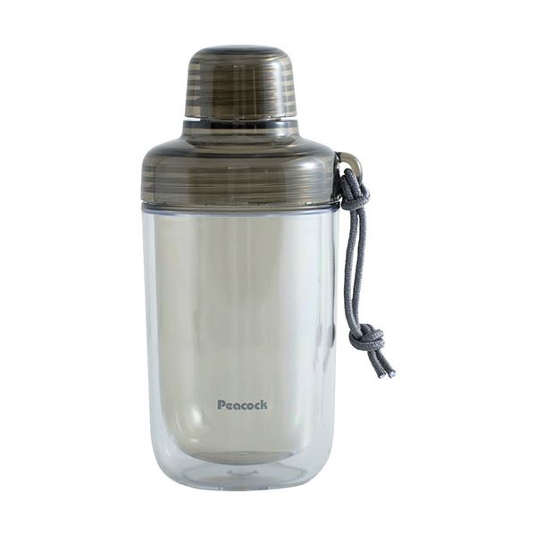 ピーコック クリアボトル(ダブルウォール)キャップタイプ340ml スモーク 8.8×7.9×17.3cm C6129810
