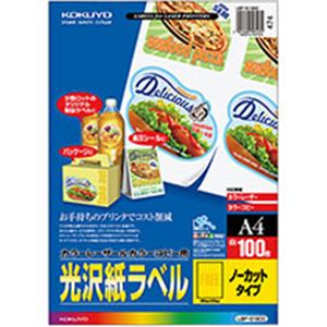 KOKUYO コクヨ カラーレーザー&カラーコピー用光沢紙ラベル A4 ノーカット 297×210mm LBP-G1900 1冊(100シート)パソコン 用紙 写真用紙
