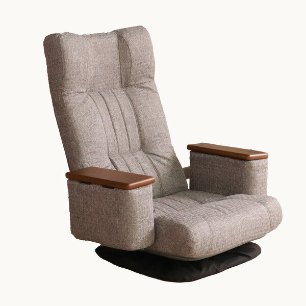 回転ポケット肘付座椅子 GY グレー 完成品 肘部分の小物入れと、使うと便利な360度回転仕様生活用品・インテリア・雑貨 インテリア・家具 座椅子