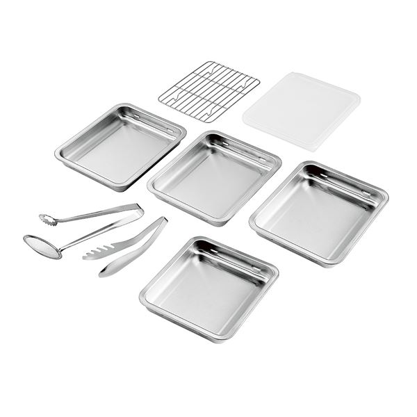 SUS ・ ga(サス ・ ガ) ステンレスバット4枚（フタ ・ アミ付） SUS-B1001 キッチン 食器 キッチン用品 飲食店 料理