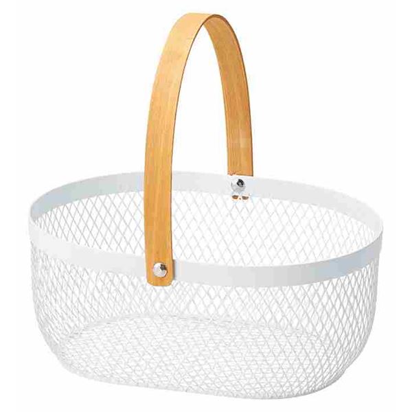 【2個セット】 ちどり産業 ワイヤーバスケット手付き ホワイト 83-25WH 【 セット販売 まとめ買い 割引 】 収納用品