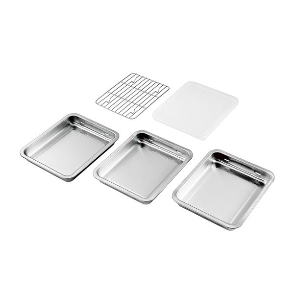 SUS ・ ga(サス ・ ガ) ステンレスバット3枚（フタ ・ アミ付） SUS-B700 キッチン 食器 キッチン用品 飲食店 料理