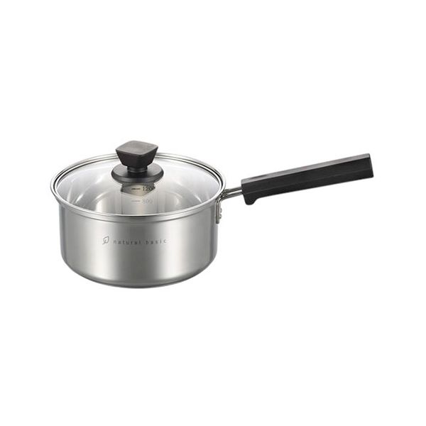ナチュラルベーシック 片手鍋 18cm 焦げつきにくい 保温性 鍋の中身が見えるガラス蓋 NBP-18S