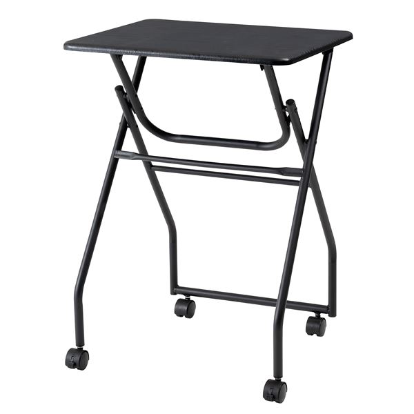 サイドテーブル 約幅50cm ブラック 折りたたみ式 キャスター付き フォールディングテーブル リビング ダイニング 作業 組立式