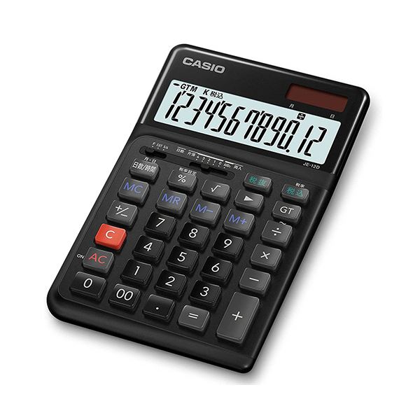 カシオ 人間工学電卓 12桁ジャストタイプ ブラック JE-12D-BK-N 1台 日用品雑貨・文房具・手芸 文房具・事務用品 文具 オフィス用品 文房具 事務用品 電卓