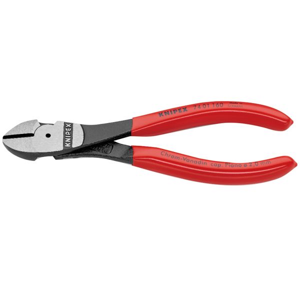 KNIPEX クニペックス 強力型斜ニッパー 硬線用 プラスチックコーティング 全長160mm 7401-160 工事 DIY 工具 ペンチ ニッパー