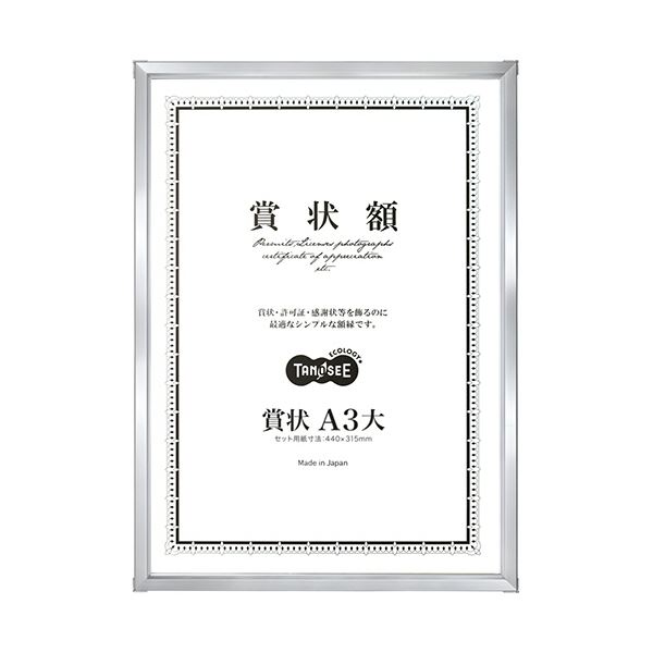 【お徳用セット まとめ買い 割安 セット販売】 TANOSEE アルミ賞状額縁賞状A3大 シルバー 1セット（5枚) 【×10セット】