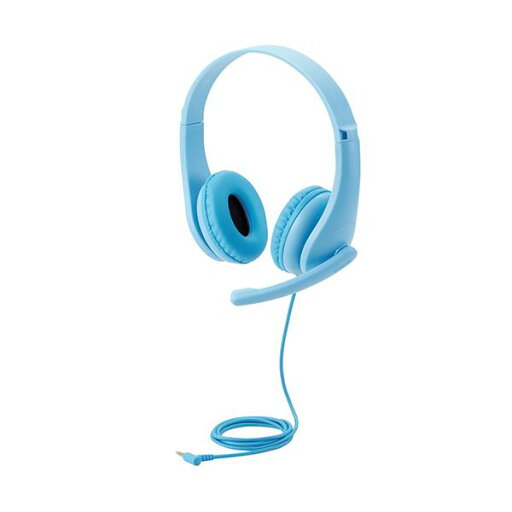 エレコム子ども用ヘッドセット 有線 4極ミニプラグ 両耳 マイクアーム付 ライトブルー HS-KD01TLBU 1個 エレコム子ども用ヘッドセット 有線 4極ミニプラグ 両耳 マイクアーム付 ライトブルー HS-KD01TLBU 1個