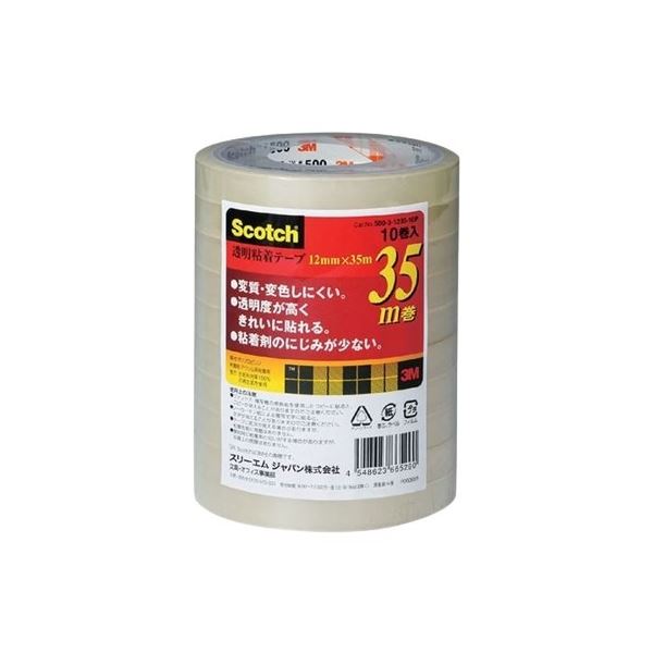 3M Scotch スコッチ 透明粘着テープ12mm×50m 10巻入 3M-500-3-12-10P 日用品雑貨・文房具・手芸 文房具・事務用品 文具 オフィス用品 文房具 事務用品 テープ・接着用具のサムネイル