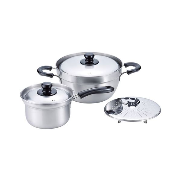 燕三 IH対応ふきこぼれにくい片手鍋16cm＆両手鍋23cm （目皿付） 22402003 【 キッチン用品・食器・調理器具 日用雑貨・キッチン用品 キッチン 鍋・フライパン 圧力鍋 】