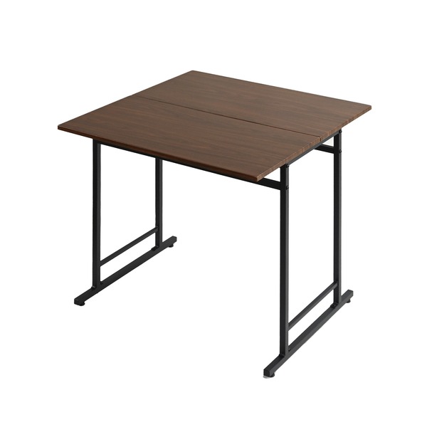 折りたたみテーブル 約幅75cm ダークブラウン スライド式天板 アジャスター付き スチール 組立品 リビング ダイニング インテリア 家具 テーブル ダイニングテーブル