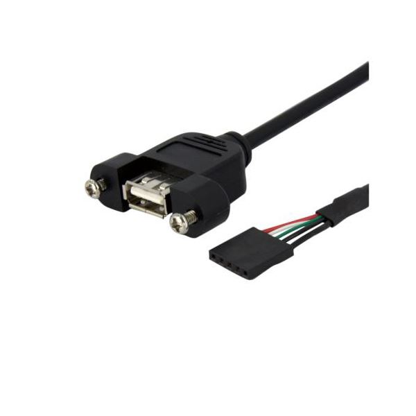 StarTech.com USB2.0パネルマウント型変換ケーブル 30cm USBマザーボード 5ピン (メス)-USBAポート (メス) ブラック USBPNLAFHD1 1本