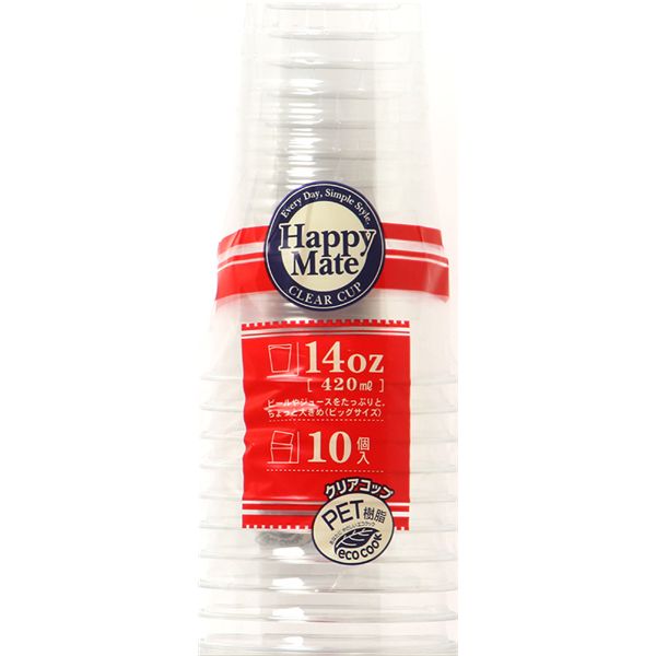 【10個セット】シンワ HMクリアコップ 420ml 10個 HM-16