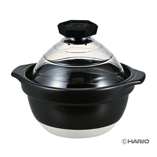 HARIO フタがガラスのご飯釜 （2〜3合用） GNR-200-B-W