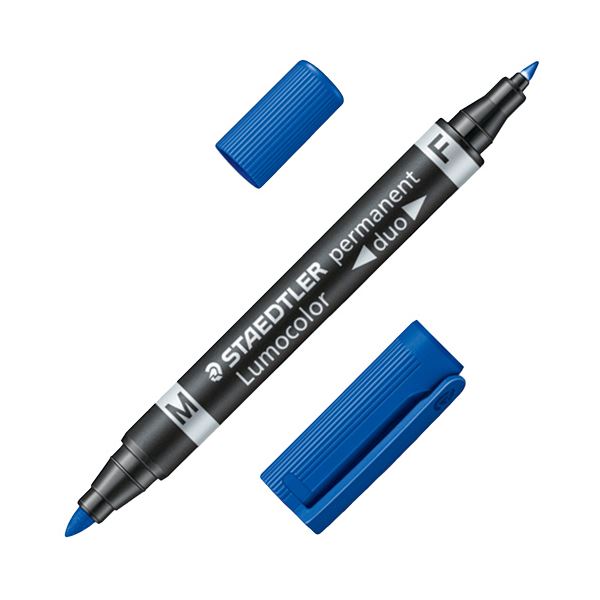 ステッドラー ステッドラー 油性マーカー ルモカラーデュオ M（1.5mm） / F（0.6mm） ブルー 348-3 1セット（10本） 文具 オフィス用品 ペン 万年筆