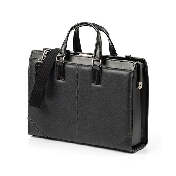 サンワダイレクト ダレスバッグビジネスバッグ （日本製・2WAY・デニム使用・13.3型対応・鍵付・ブラック） 200-BAG145BK1個