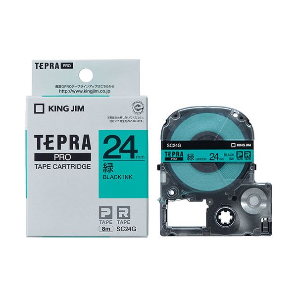 KING JIM （【キングジム 事務用品 KING JIM 文具 オフィス用品 文具】 ） テプラPROテープ 24mm 緑 KJ-SC24G 日用品雑貨・文房具・手芸 文房具・事務用品 文具 オフィス用品 文房具 事務用品 ラベルシール・プリンタのサムネイル