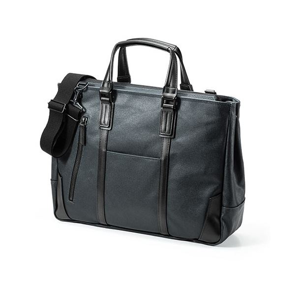 サンワダイレクト 日本製ビジネスバッグ （ブリーフ・倉敷帆布・手持ち・ショルダー・A4収納・ネイビー） 200-BAG168NV 1個