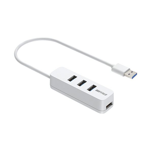 (まとめ) バッファロー USB-A 3.2(Gen1)バスパワー上挿しハブ 磁石付 4ポート ホワイト BSH4U320U3WH 1個 【×2セット】