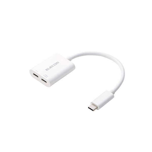 エレコム USB Type-C(TM)変換アダプター 2ポート/PD充電付き カンタン接続で快適な大画面 ホワイト AD-C2CPD100WH