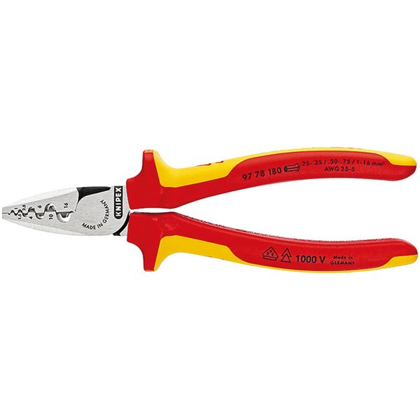 KNIPEX クニペックス 1000V絶縁エンドスリーブ用圧着ペンチ 全長180mm パック入 9778-180SB
