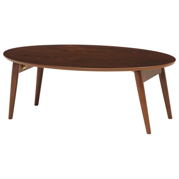折りたたみテーブル ローテーブル 約幅90cm×奥行50cm×高さ33.5cm 楕円形 ブラウン 木製 折れ脚テーブル リビング