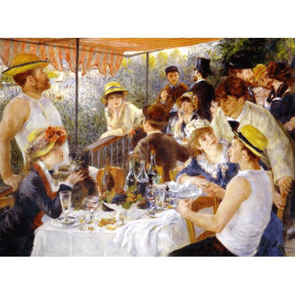 世界の名画シリーズ、プリハード複製画 ピエール ・ オーギュスト ・ ルノアール作 「舟遊びをする人々の昼食」(P50号大サイズ版)額縁付