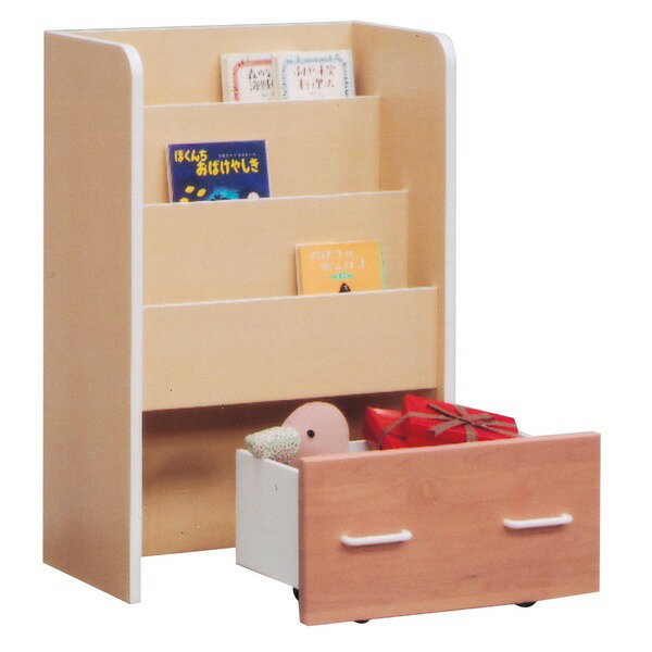 絵本ラック 本棚 幅60cm ナチュラル 日本製 引き出しキャスター付き 木製 子供部屋家具 ANJUあんじゅ 完成品 開梱設置