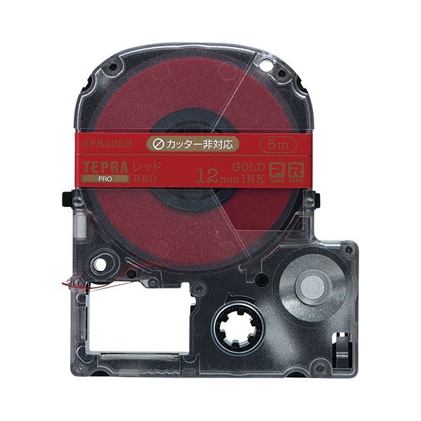 【キングジム 事務用品 KING JIM 文具 オフィス用品 文具】 テプラ PRO テープカートリッジ りぼん 12mm レッド / 金文字 SFR12RZ 1個 【×8セット】 【 まとめ買い お買い得 業務用 割引 オフィス用品 文房具 事務用品】 ラベルシール・プリンタ