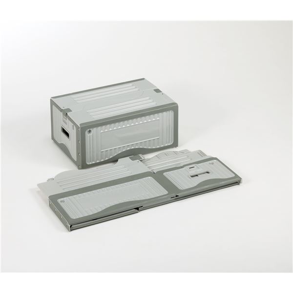 【まとめ買い 5個セット】 リスボックス / コンテナボックス 【25B ライトグレー / グレー】 軽量 折りたたみ 〔耐久性 衝撃性 耐候性〕 【お徳用 まとめ買い 割引 セット販売】（ 文房具・事務用品 オフィス用品 日用消耗品 文房具）